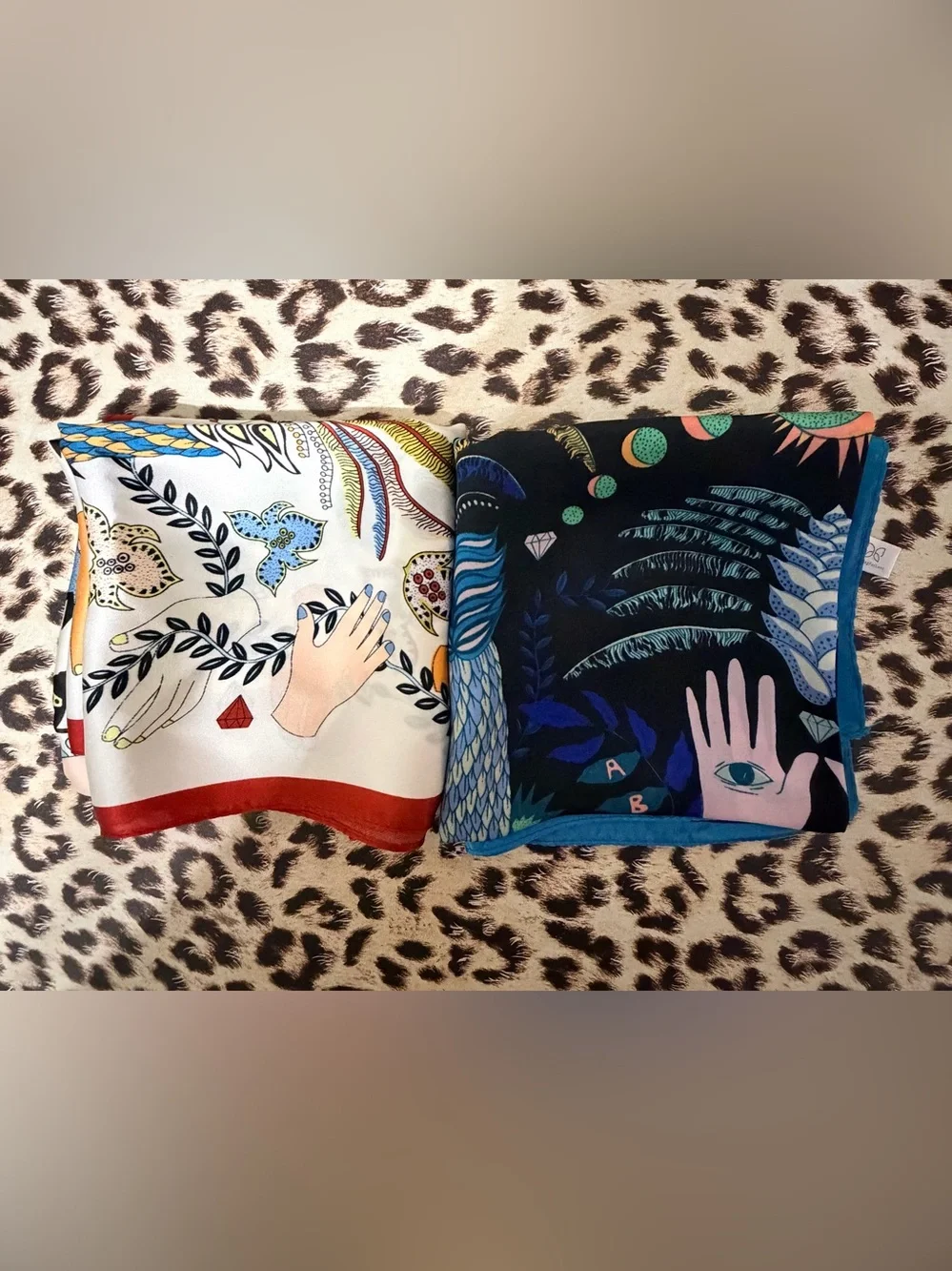 Sparking for Love “Good Luck/Evil Eye” Square Scarves X Two 23” EUC